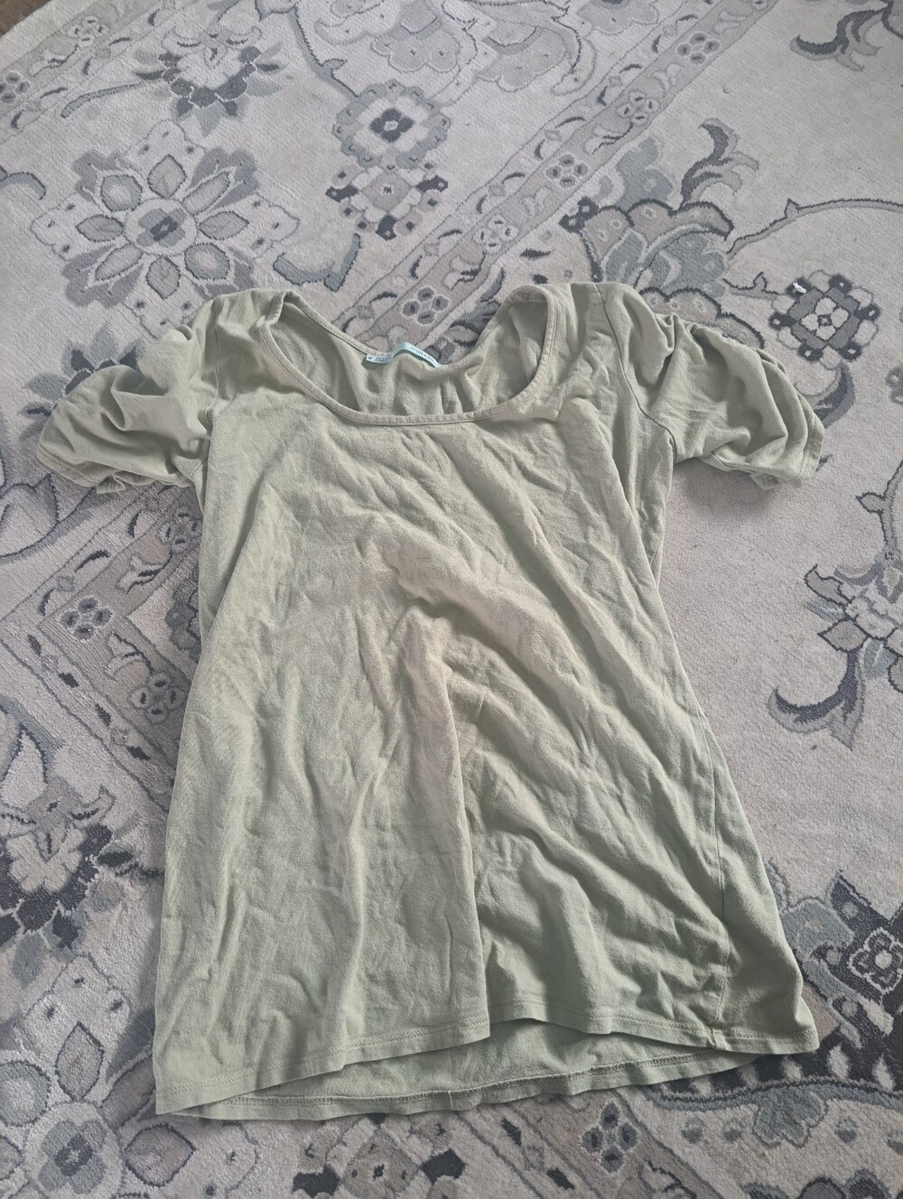 Women's Sage Green Scoop Neck Short Sleeve Top